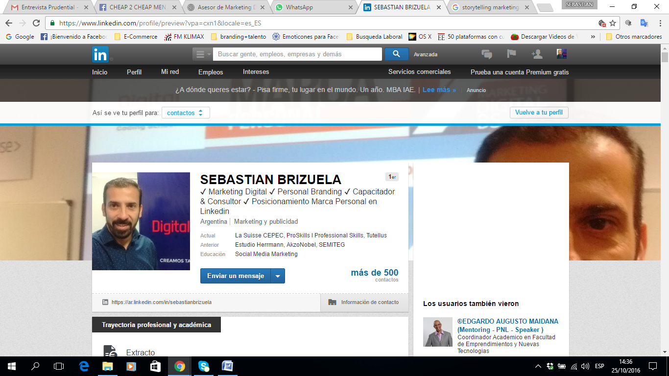 Perfil Linkedin Sebastina Brizuela